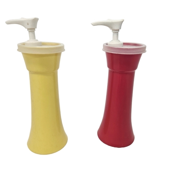 Vintage Tupperware Ketchup & Mustard Condiment Dispensers Set of 2‎ - Picture 4 of 11